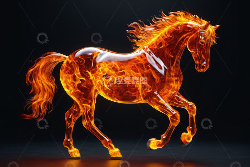 高清大图下载【趣麦麦图】火焰骏马动态形象素材