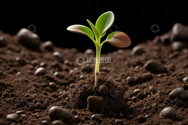 高清大图下载【趣麦麦图】破土而出的绿色幼苗