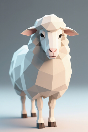 低多边形风格绵羊3D模型