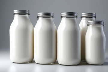 玻璃瓶包装的牛奶产品展示