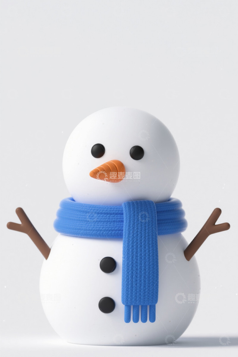 高清大图下载【趣麦麦图】戴蓝围巾的可爱雪人摆件