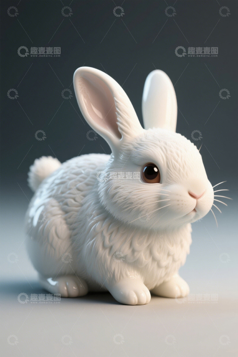 高清大图下载【趣麦麦图】白色可爱兔子微距特写