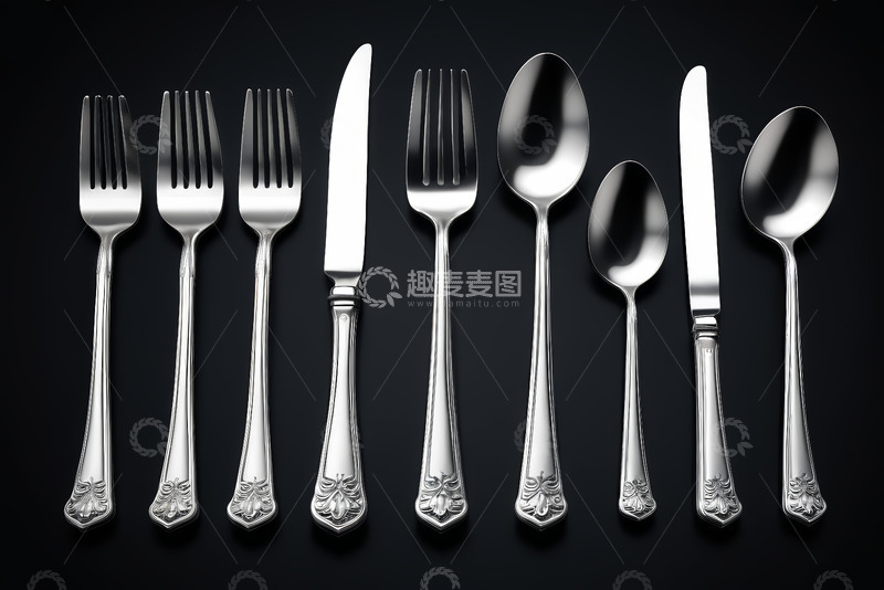 高清大图下载【趣麦麦图】金属餐具排列展示