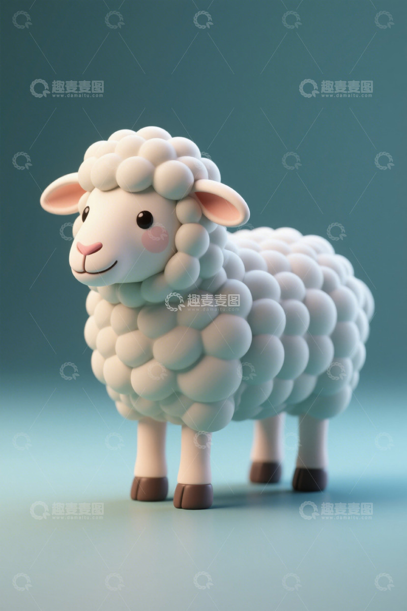 高清大图下载【趣麦麦图】可爱卡通绵羊3D模型