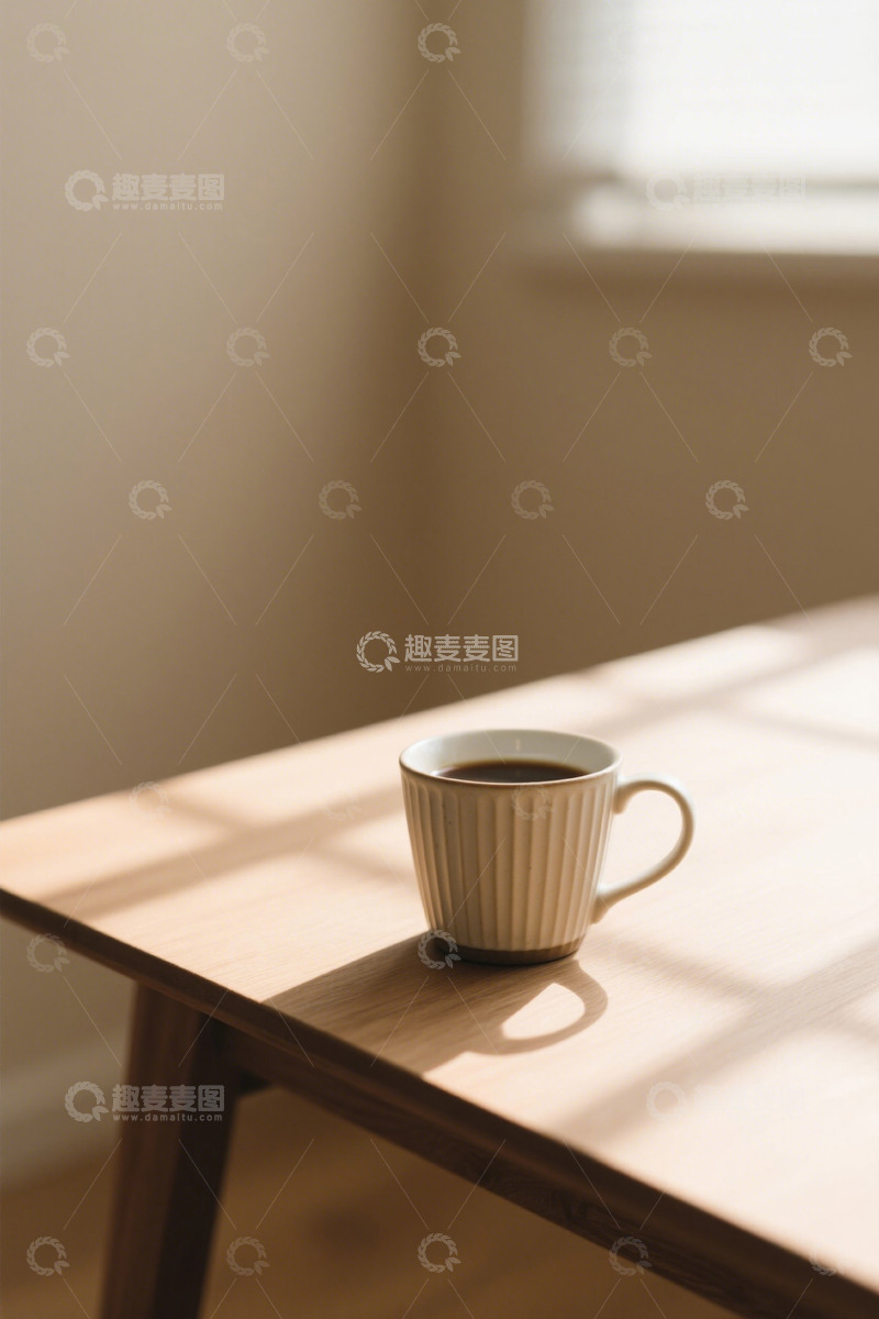 高清大图下载【趣麦麦图】室内木桌上的咖啡杯