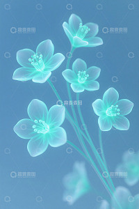 蓝色透明花朵特写