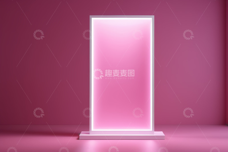 高清大图下载【趣麦麦图】粉色背景发光展示牌