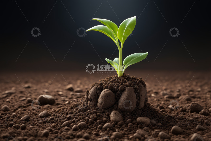 高清大图下载【趣麦麦图】破土而出的绿色幼苗