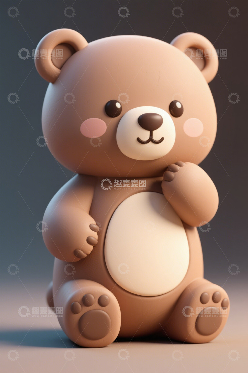 高清大图下载【趣麦麦图】可爱卡通小熊坐姿形象素材