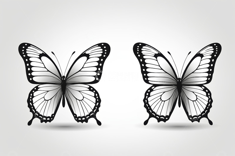 高清大图下载【趣麦麦图】黑白蝴蝶图案设计素材