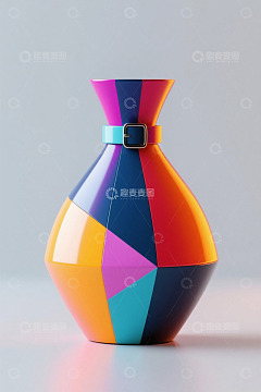 彩色几何拼接花瓶