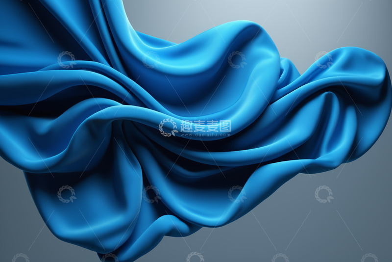 高清大图下载【趣麦麦图】蓝色丝绸飘动素材