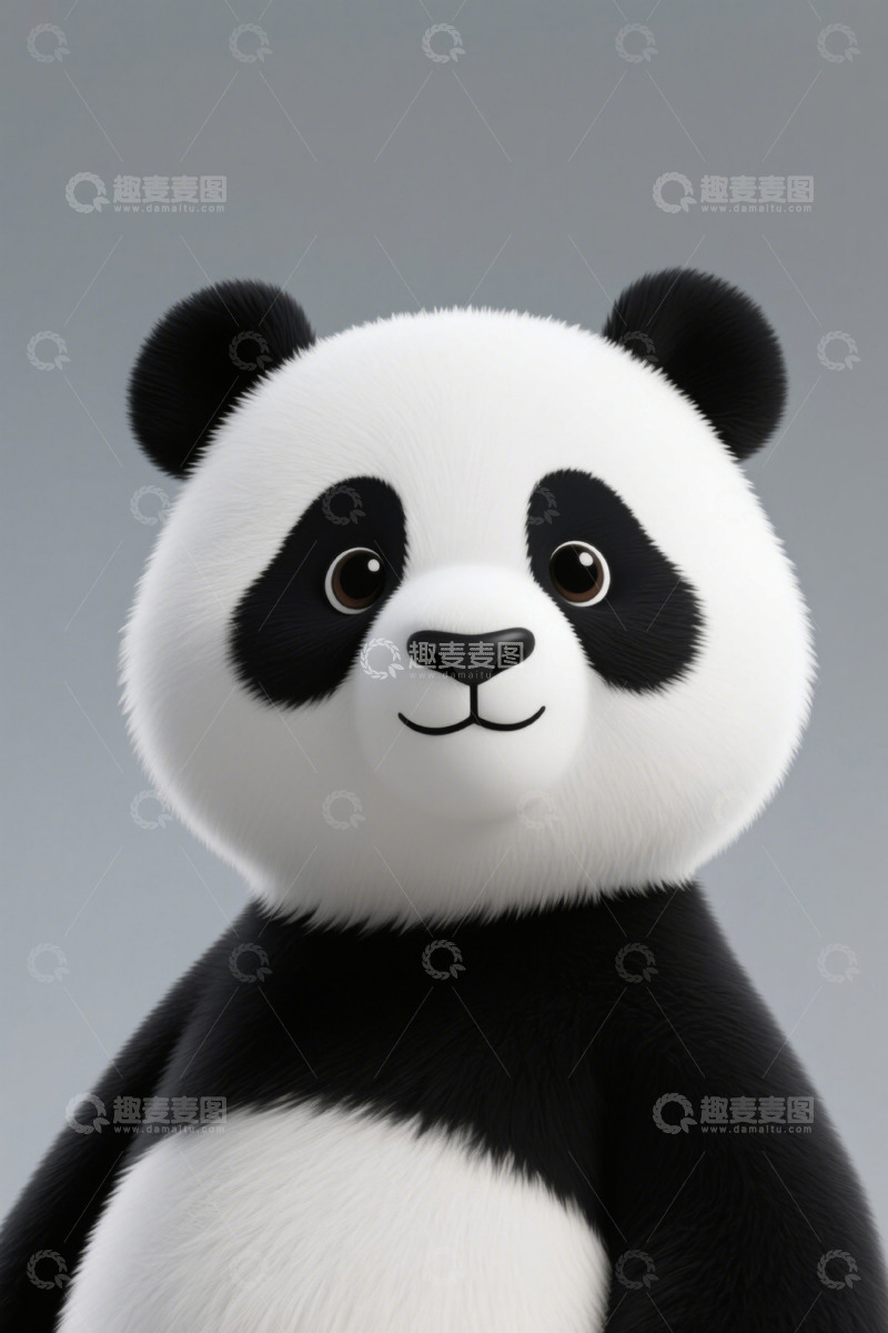 高清大图下载【趣麦麦图】可爱卡通大熊猫正面形象