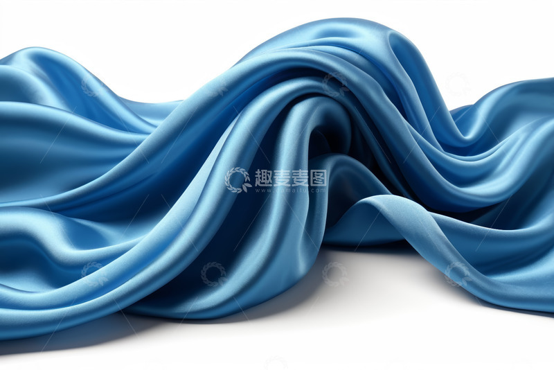 高清大图下载【趣麦麦图】蓝色丝绸布料褶皱特写