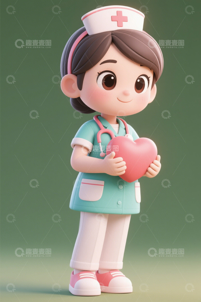 高清大图下载【趣麦麦图】卡通护士手持爱心形象
