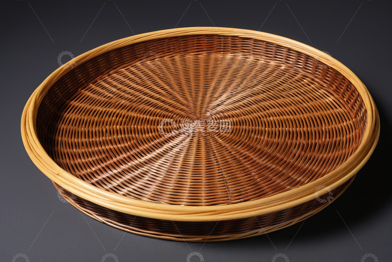 高清大图下载【趣麦麦图】圆形竹编托盘特写