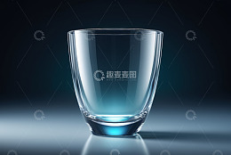 透明玻璃水杯特写