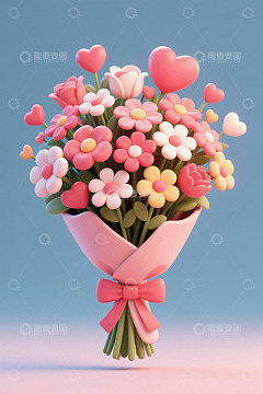 粉色系卡通风格花束