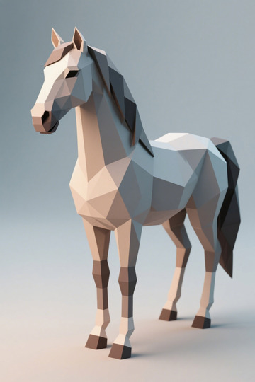 低多边形风格马的3D模型