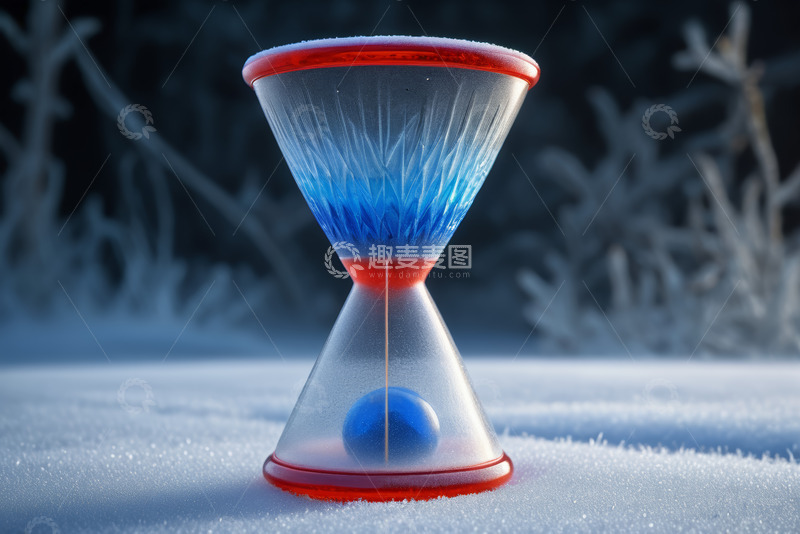 高清大图下载【趣麦麦图】雪地中的沙漏静物特写