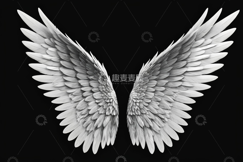 高清大图下载【趣麦麦图】白色羽翼图案设计素材
