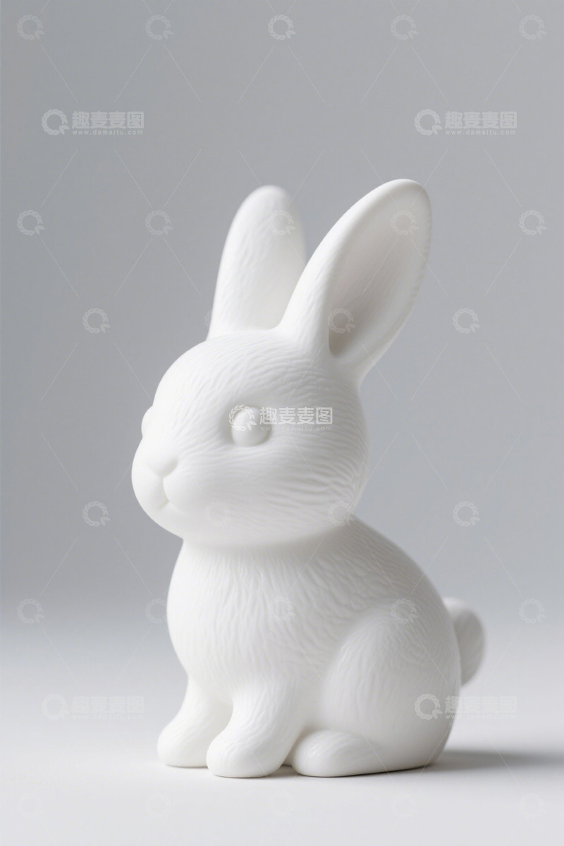 高清大图下载【趣麦麦图】白色兔子装饰摆件