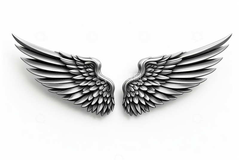 高清大图下载【趣麦麦图】金属质感天使翅膀设计素材