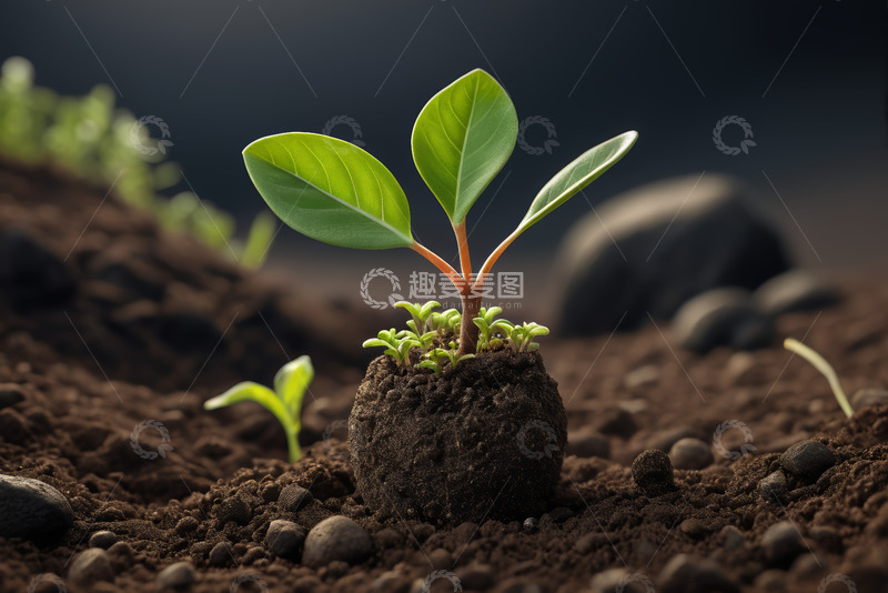 高清大图下载【趣麦麦图】土壤中生长的嫩绿植物
