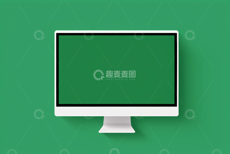 高清大图下载【趣麦麦图】绿色背景的电脑显示器