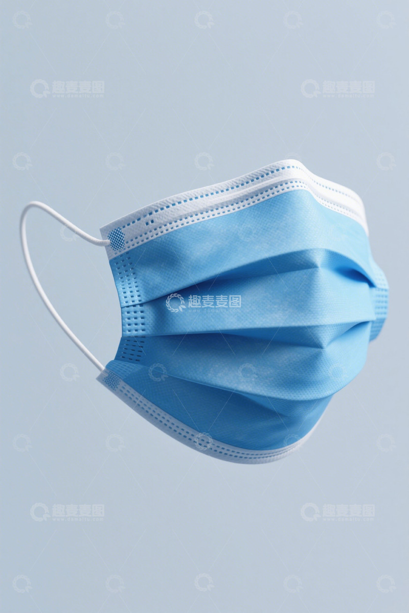 高清大图下载【趣麦麦图】蓝色一次性医用口罩特写