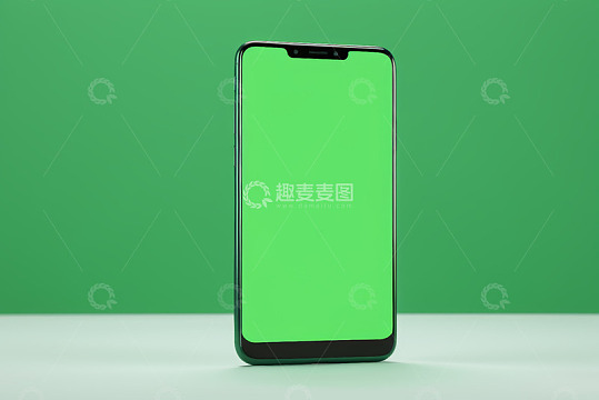 绿色背景智能手机特写