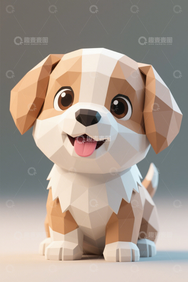 高清大图下载【趣麦麦图】低多边形风格小狗动画素材