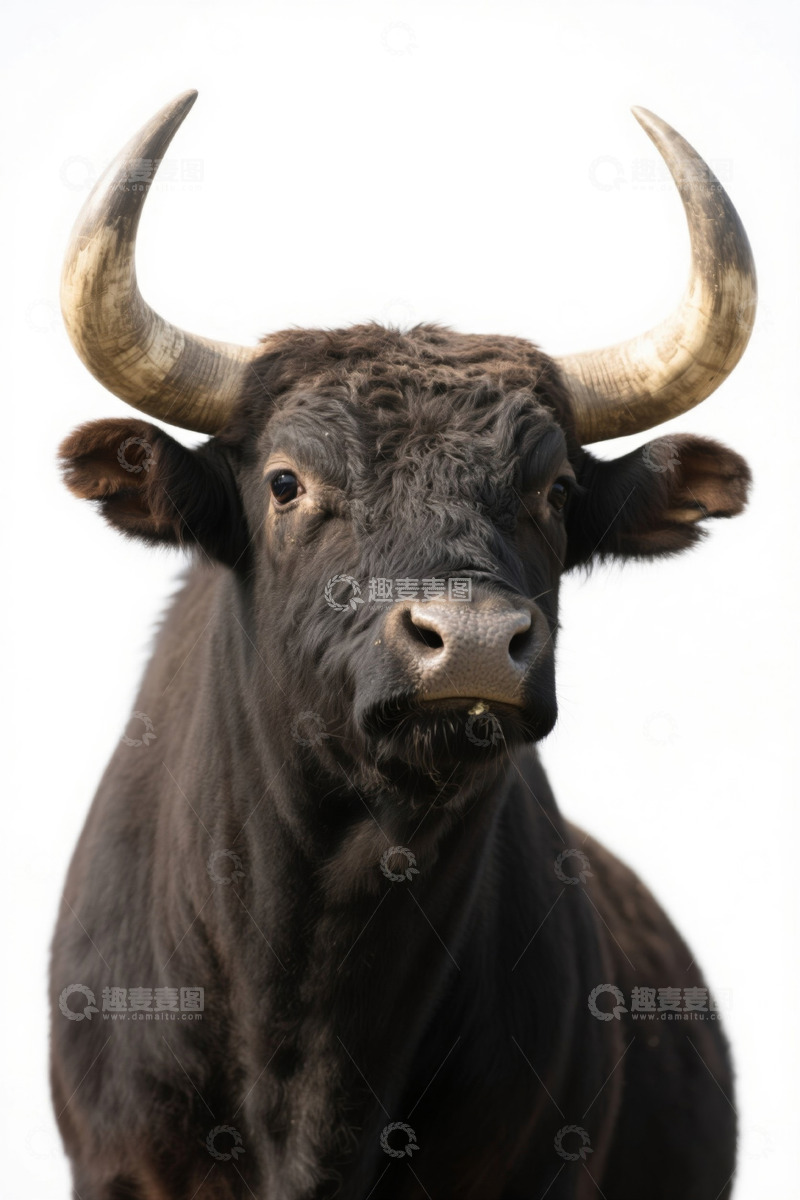 高清大图下载【趣麦麦图】长角黑牛特写