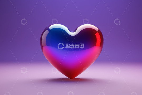 紫色背景心形立体素材