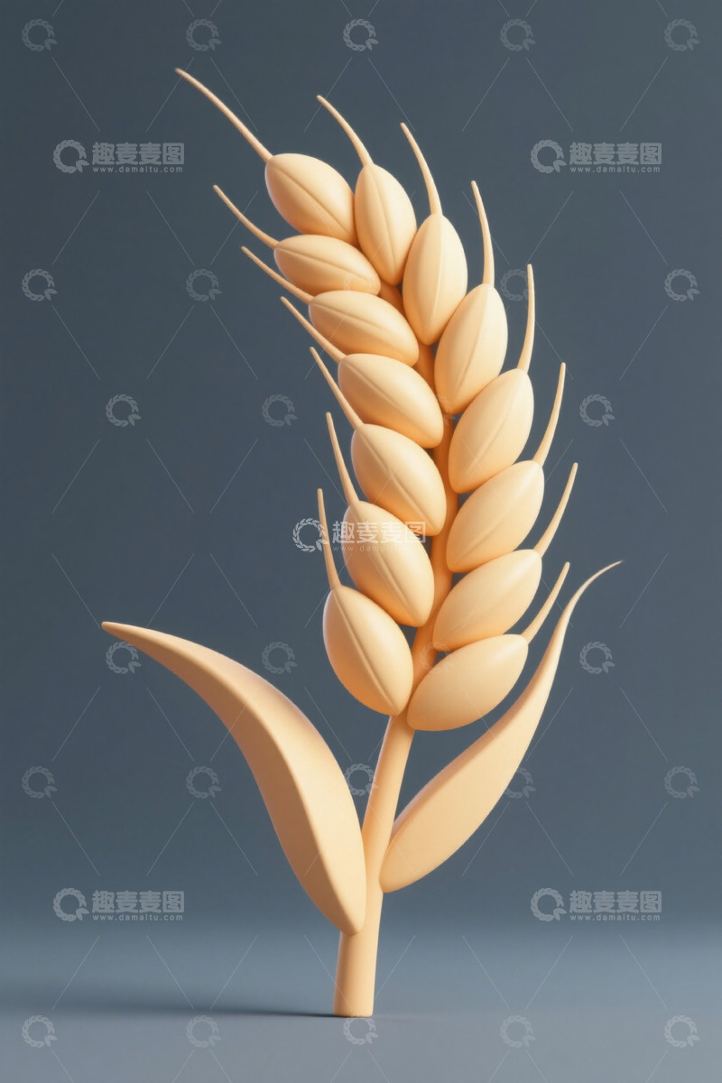高清大图下载【趣麦麦图】三维渲染小麦麦穗素材