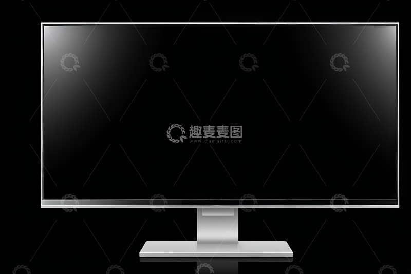 高清大图下载【趣麦麦图】黑色背景下的银色显示器