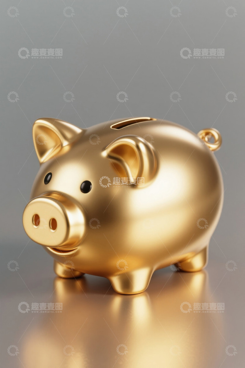高清大图下载【趣麦麦图】金色小猪存钱罐特写