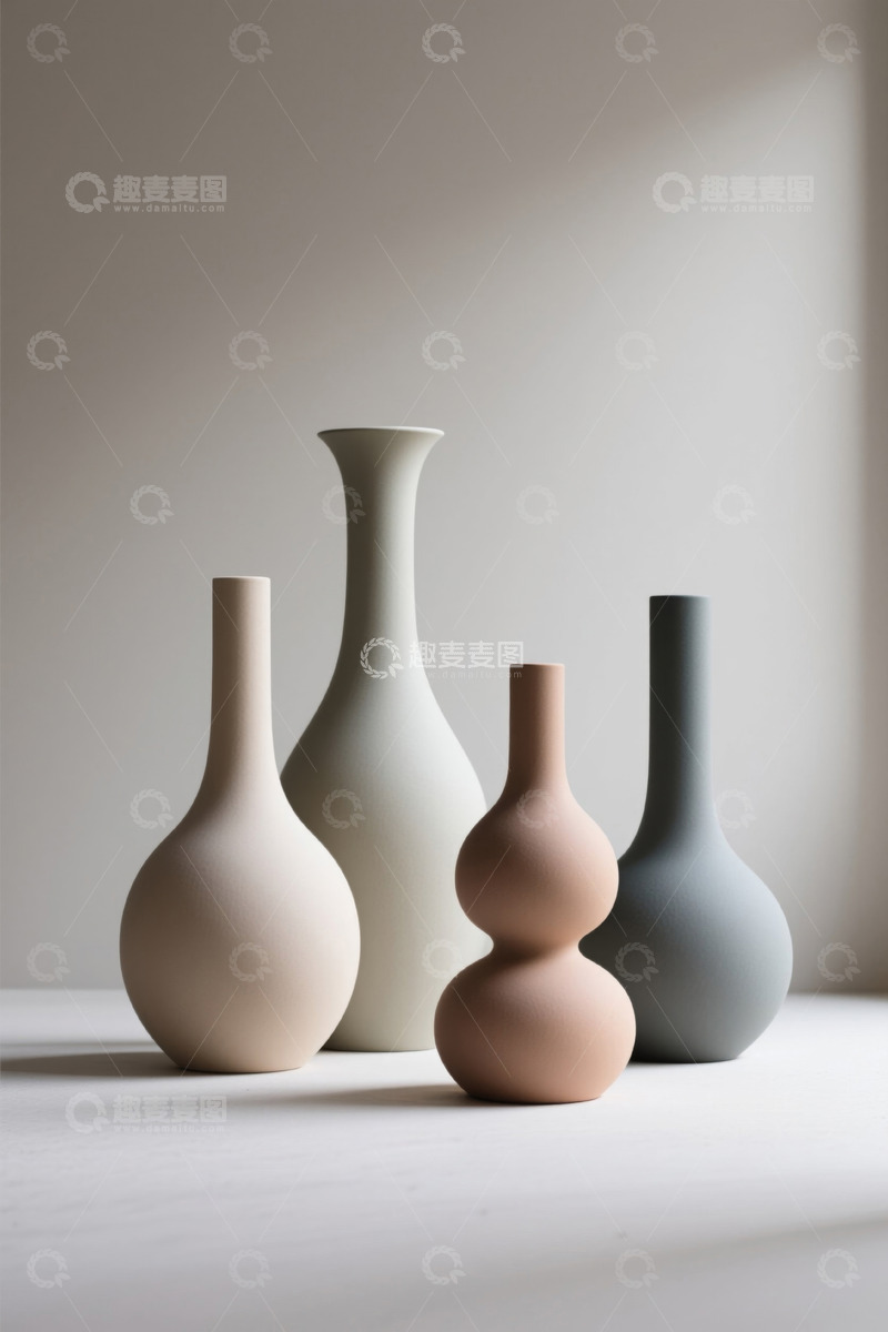 高清大图下载【趣麦麦图】简约风格陶瓷花瓶组合