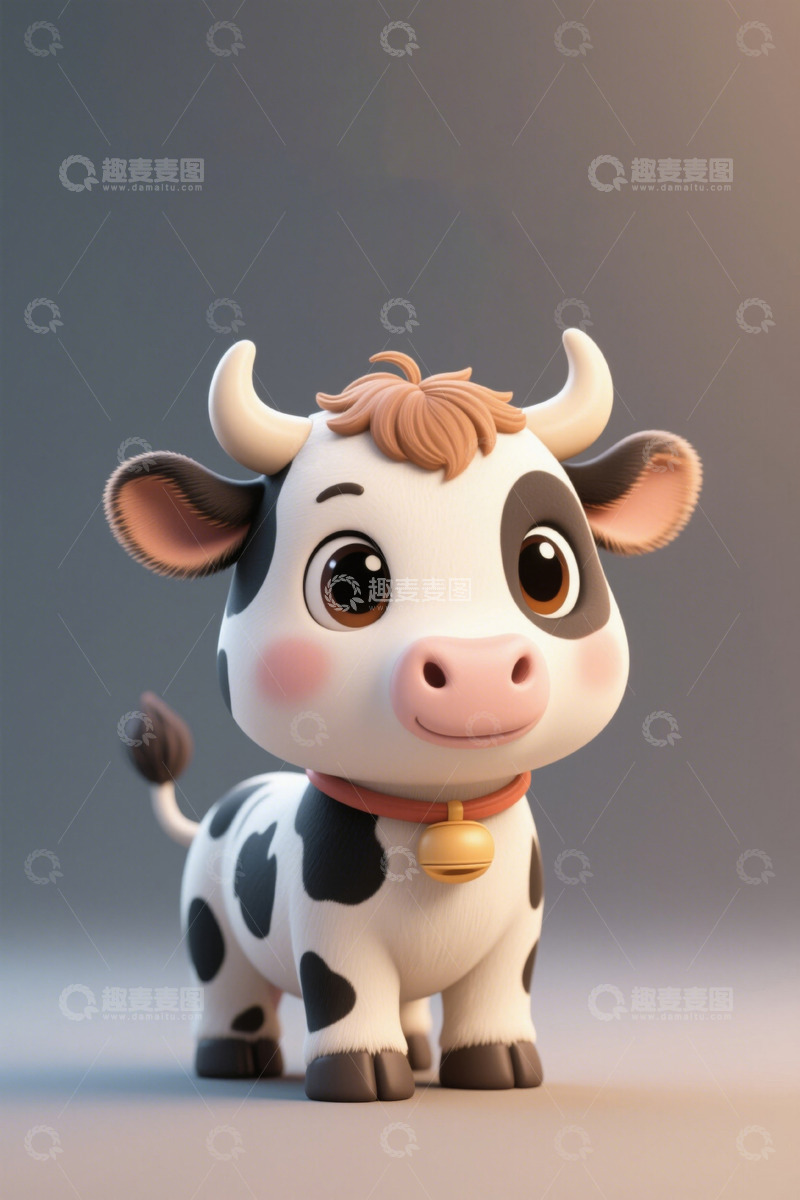 高清大图下载【趣麦麦图】可爱卡通小牛形象素材