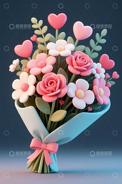 粉色系卡通风格花束