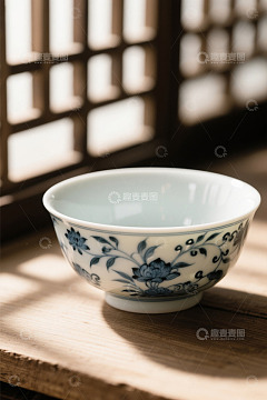 中式青花瓷碗特写