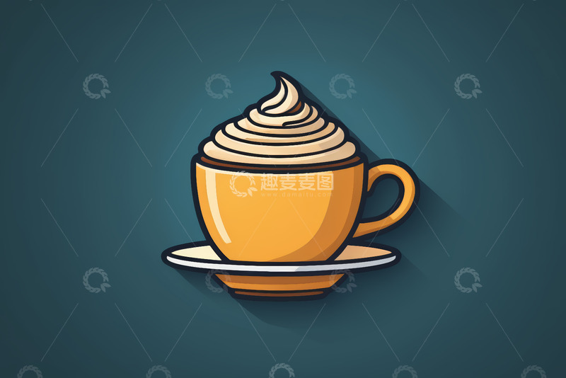 高清大图下载【趣麦麦图】卡通风格奶油咖啡插画素材