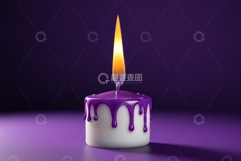 高清大图下载【趣麦麦图】紫色背景上燃烧的蜡烛