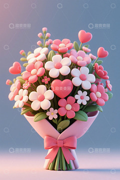 粉色卡通花束