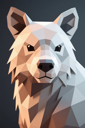 低多边形风格熊肖像