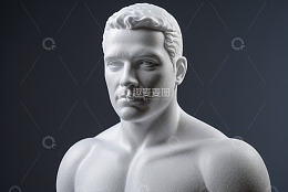男性半身雕塑特写