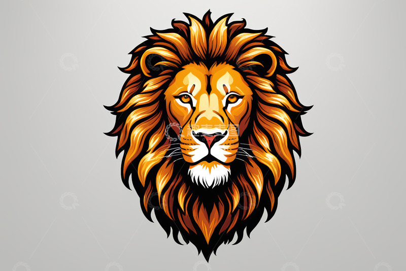 高清大图下载【趣麦麦图】狮子头部插画图案