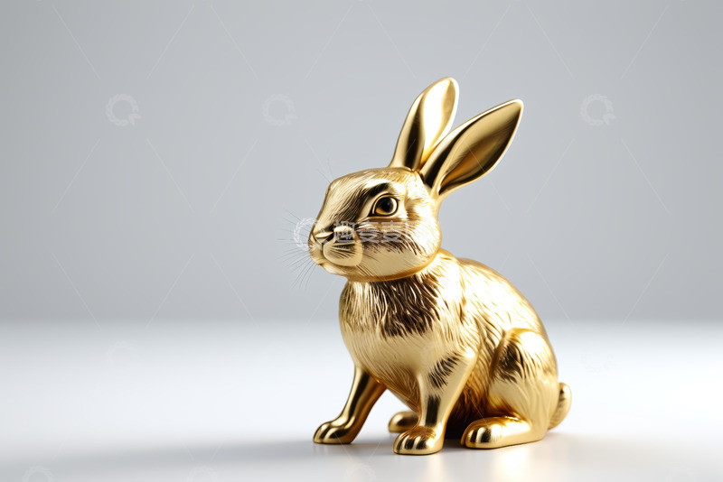 高清大图下载【趣麦麦图】金色兔子装饰摆件