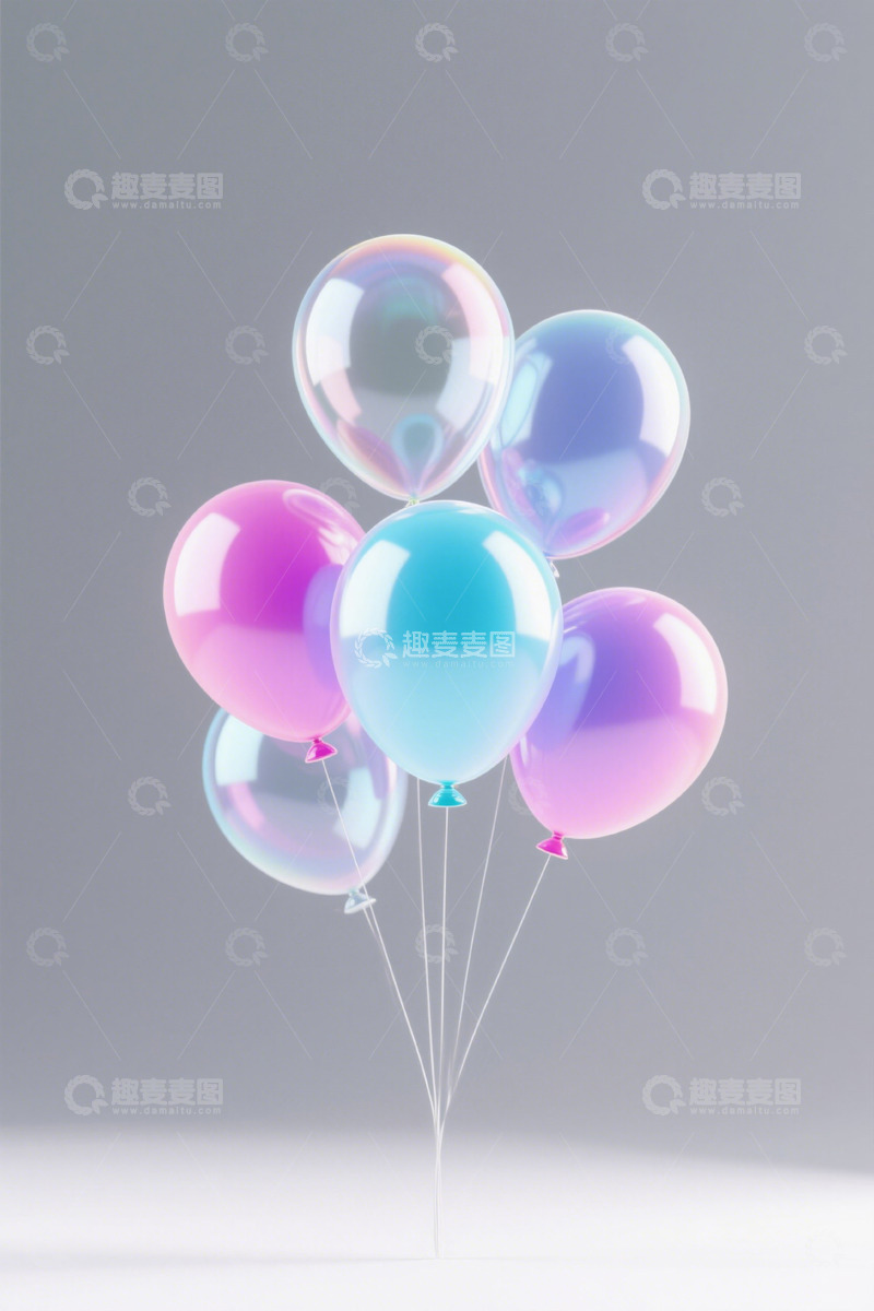高清大图下载【趣麦麦图】彩色透明气球装饰素材