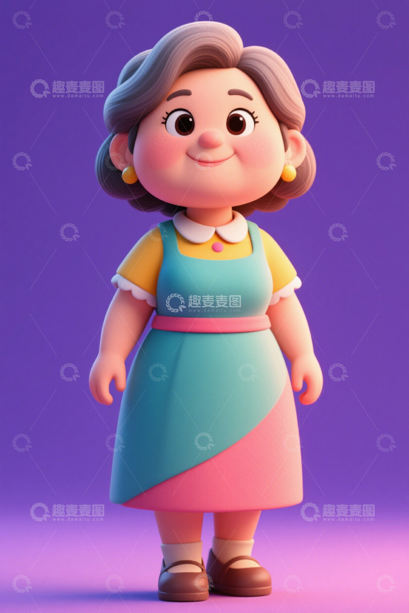 高清大图下载【趣麦麦图】卡通风格老年女性形象